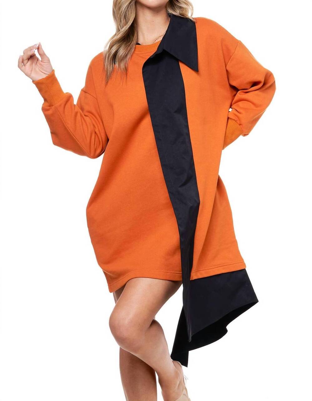 NEW TOV midi shirt dress in rust